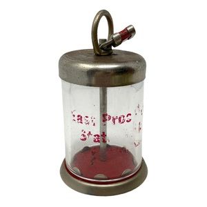 Antique Glass & Brass Bank With Lock